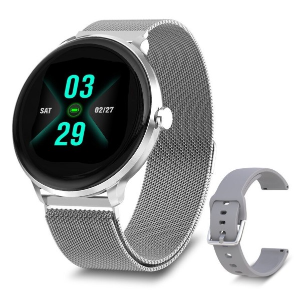 Damen-Smartwatch mit austauschbarem Armband silbern