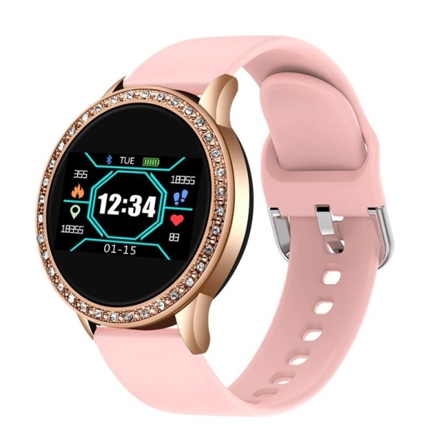Damen-Smartwatch mit Steinen K1367 rosa