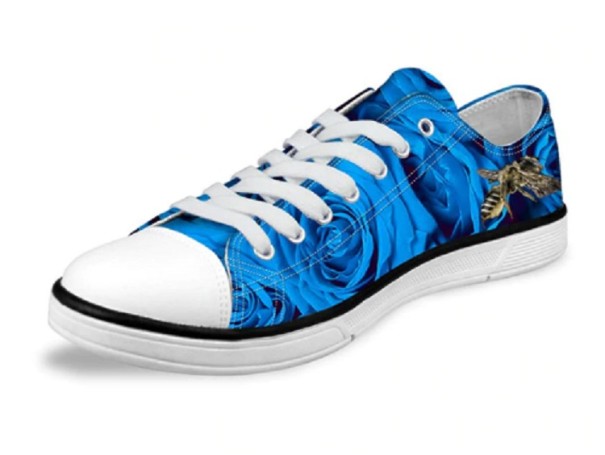 Damen-Sneaker mit Bienen-Print J1179 blau 44