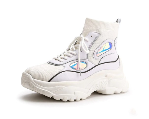 Damen-Sneaker mit hohem Plateau und Knöchel J1107 weiß 38