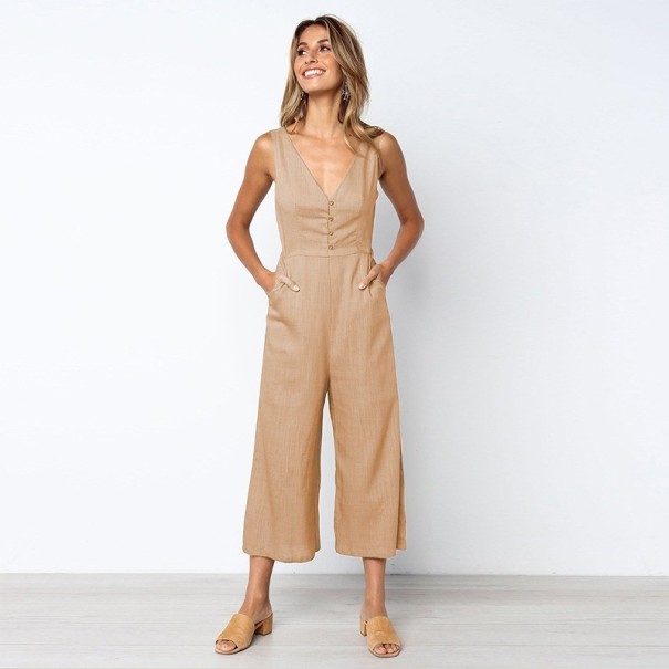 Damen-Sommer-Dreiviertel-Overall A2091 khaki S