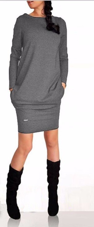 Damen-Sommerkleid J1739 dunkelgrau S