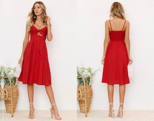Damen-Sommerkleid mit Krawatten L 2