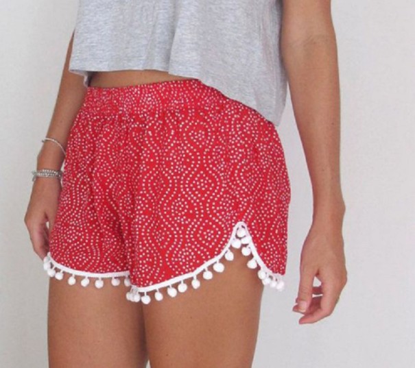 Damen-Sommershorts mit interessantem Muster - Rot M