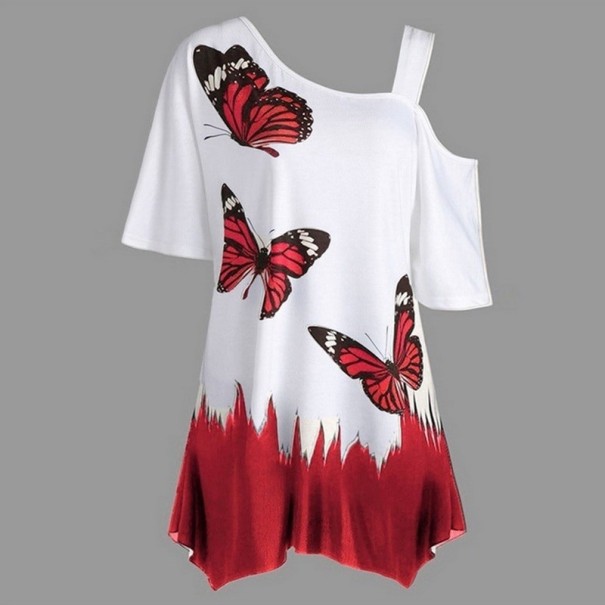 Damen-Sommertop mit Schmetterlingen rot 4XL