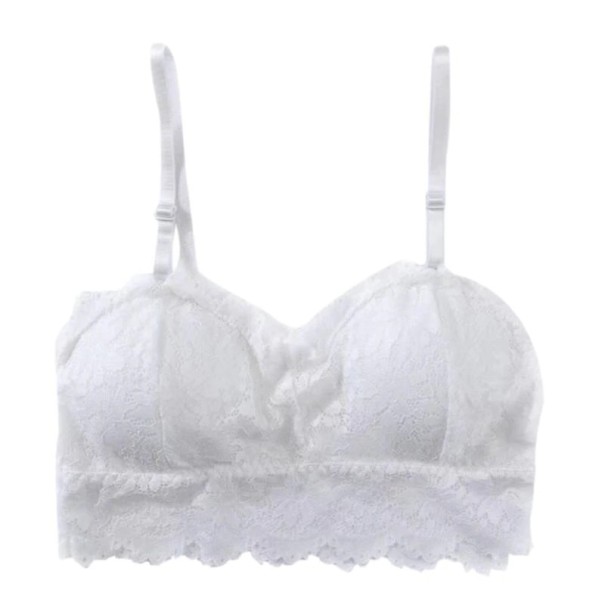Damen Spitzen Bralette BH für Abendveranstaltungen Blumenmuster Verstellbare Träger Aus Nylon Universelle Größe Brustumfang 60 bis 90 cm weiß