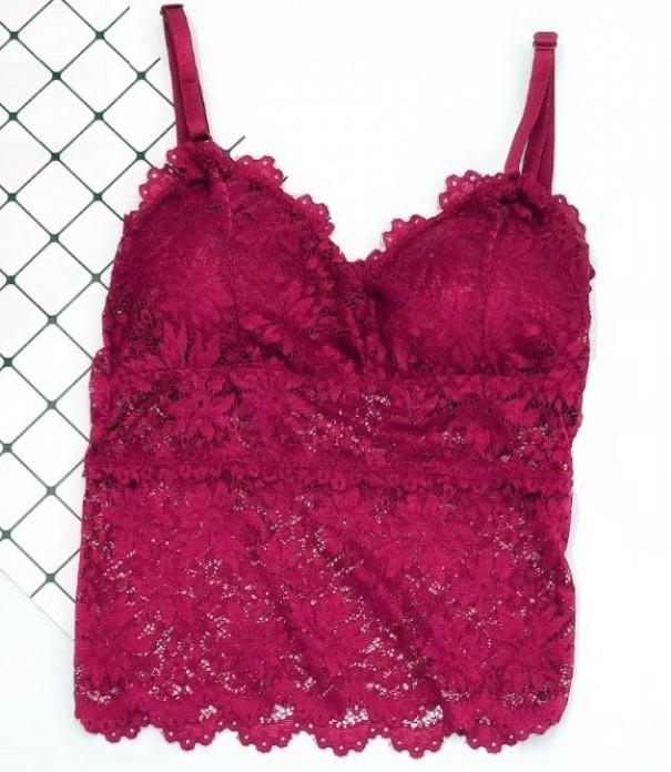 Damen-Spitzen-Bralette-BH Jade rot