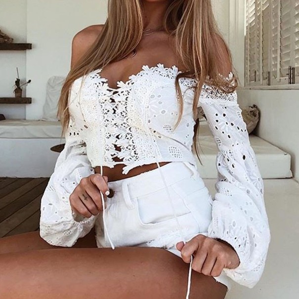 Damen-Spitzenbluse A1048 weiß S