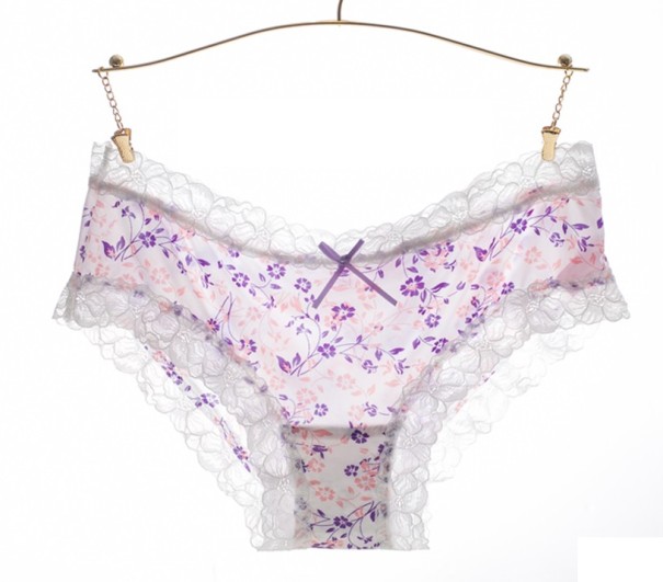 Damen-Spitzenhöschen mit Blumen J2826 lila L