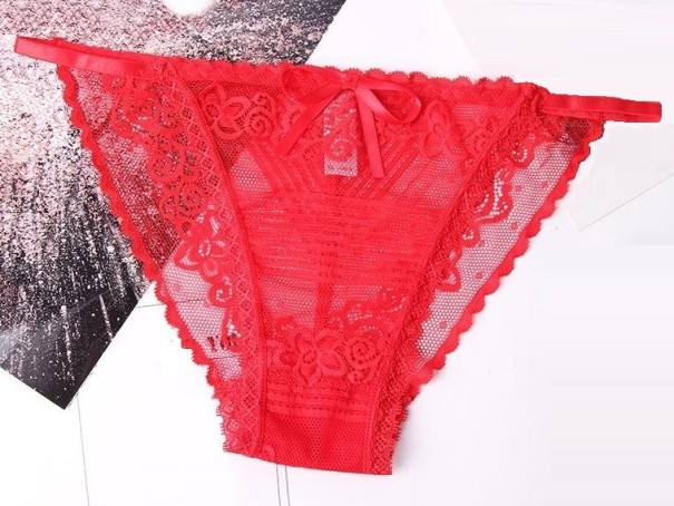 Damen-Spitzenhöschen mit Kordelzug rot M