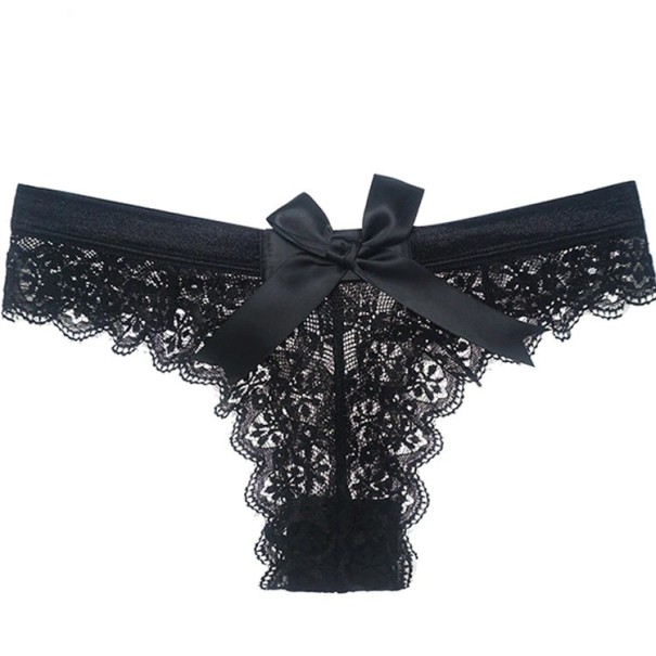 Damen-Spitzenhöschen mit Schleife schwarz M