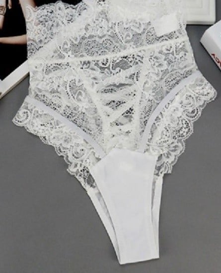 Damen-Spitzenhöschen mit sexy Taille J1150 weiß S