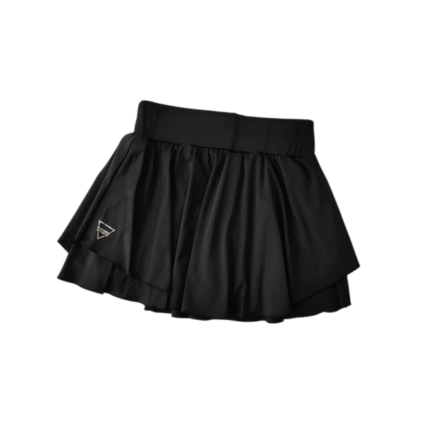 Damen Sport Shorts Rock Einfarbig Aus Baumwolle Polyester Spandex Elastischer bequemer Rock mit inneren Shorts schwarz S