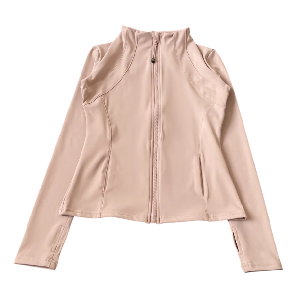 Damen Sportjacke mit Stehkragen Slim-Fit Schnelltrocknendes, atmungsaktives Material Daumenloch Interne Handytasche rosa S