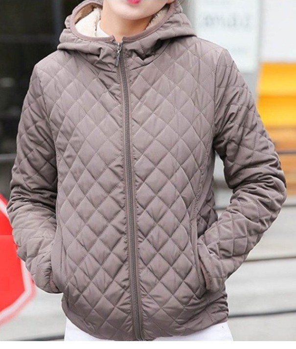Damen-Steppjacke mit Fell -J2344 braun L