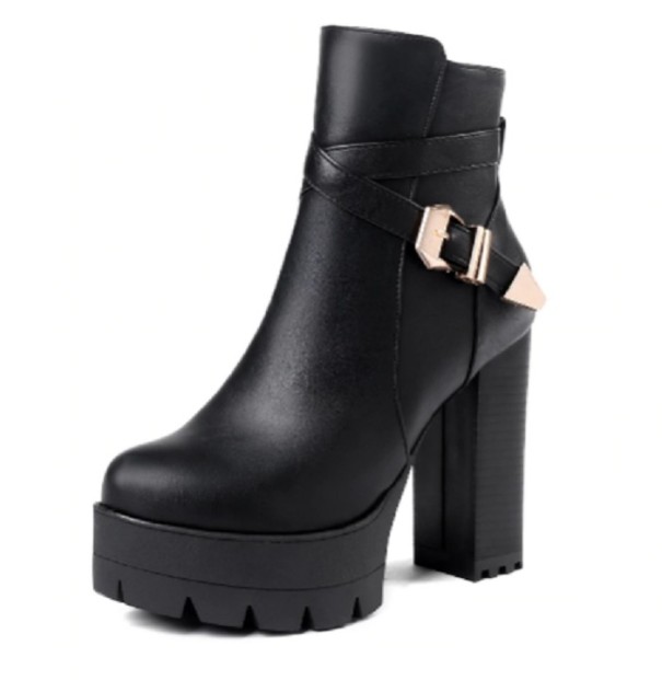 Damen-Stiefeletten mit Schnalle – Schwarz 43