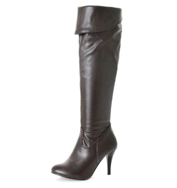 Damen-Stiletto-Stiefel aus Leder J1723 braun 50