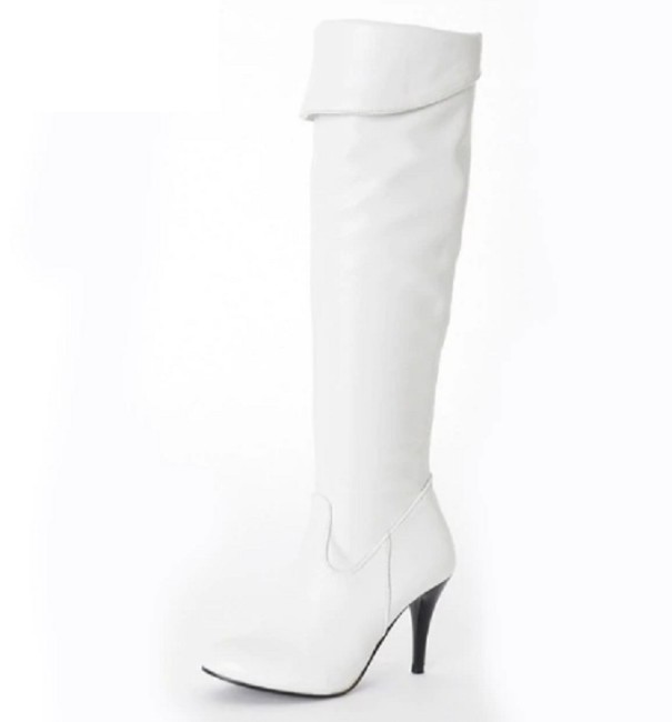 Damen-Stiletto-Stiefel aus Leder J1723 weiß 34