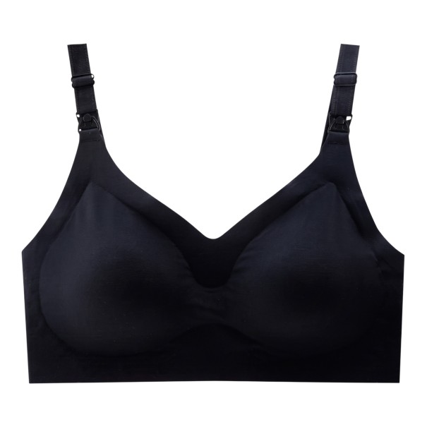 Damen Still-BH mit glatter Oberfläche und V-Ausschnitt mit Clips an den Trägern für einfaches Stillen und breitem Unterband schwarz S