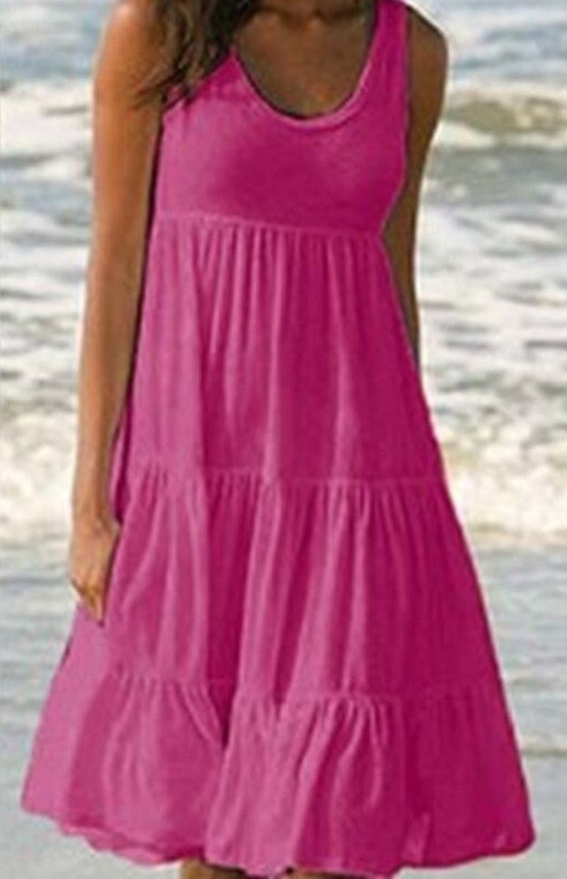 Damen-Strandkleid P943 dunkelrosa 3XL