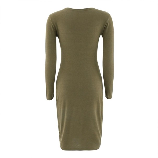 Damen-Stretchkleid mit langen Ärmeln khaki M