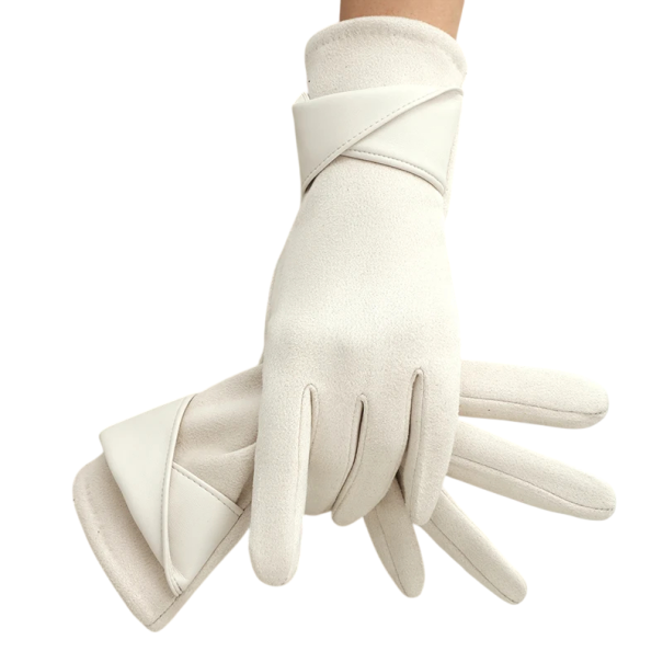 Damen Strickhandschuhe Einheitsgröße Warme Winterhandschuhe mit feinem Samtoberfläche für den täglichen Gebrauch creme