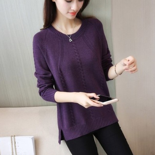 Damen-Strickpullover A2118 dunkelviolett L