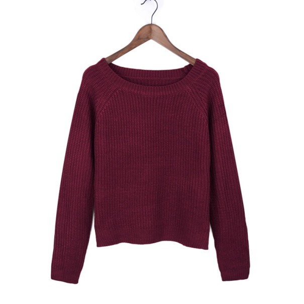 Damen-Strickpullover B42 weinrot L