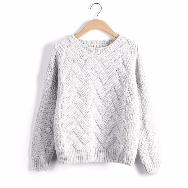 Damen-Strickpullover J2859 hellgrau