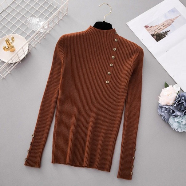 Damen-Strickpullover mit Knöpfen braun XS