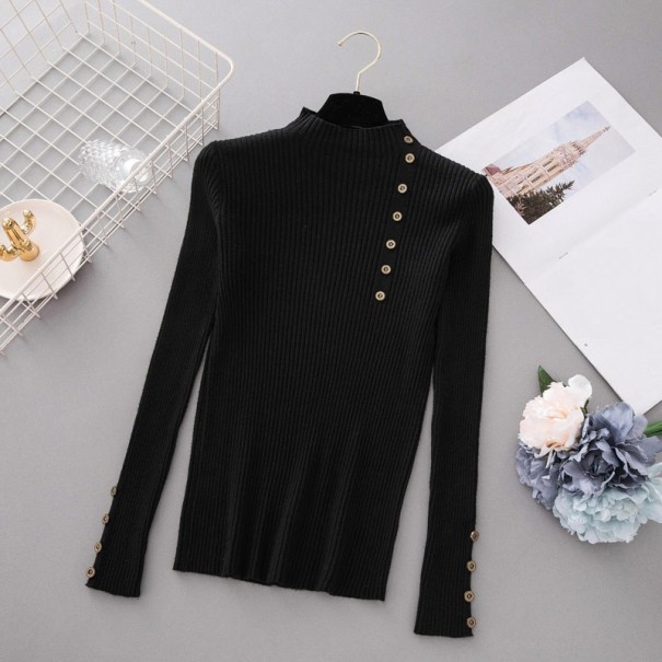 Damen-Strickpullover mit Knöpfen weiß XS