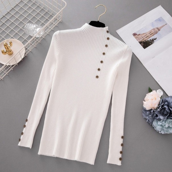 Damen-Strickpullover mit Knöpfen weiß XS