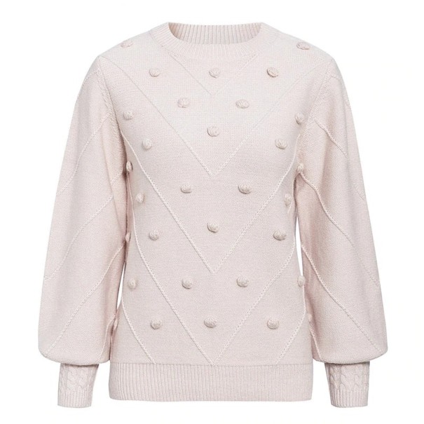 Damen-Strickpullover mit Pompons G354 hellrosa M