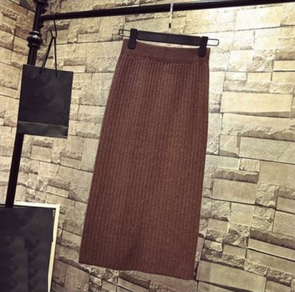 Damen-Strickrock mit Schlitz braun