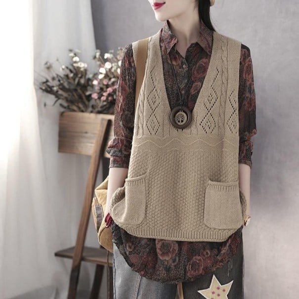 Damen-Strickweste P2262 beige M