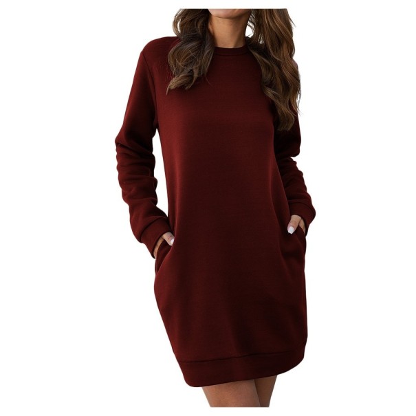 Damen-Sweatkleid B37 weinrot L