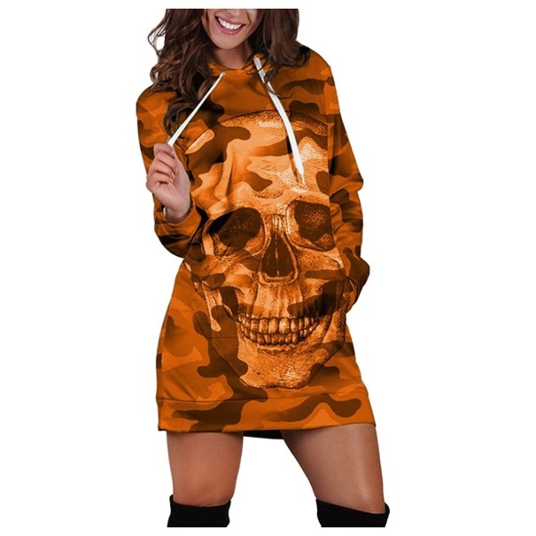 Damen-Sweatkleid mit Totenkopf orange M