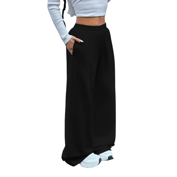 Damen Sweatpants mit Kordelzug Einfarbig Baumwolle Bequem, stilvoll, ideal für den Alltag schwarz S