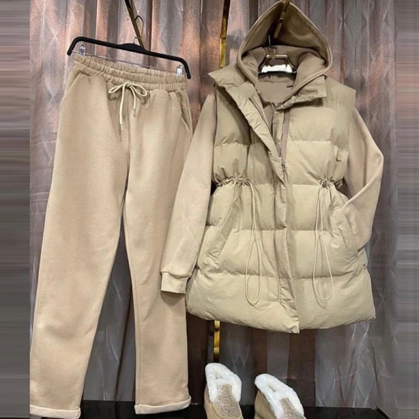 Damen-Sweatshirt, Jogginghose und Weste beige M