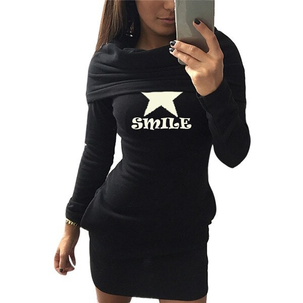 Damen-Sweatshirt-Kleid Smile schwarz XS