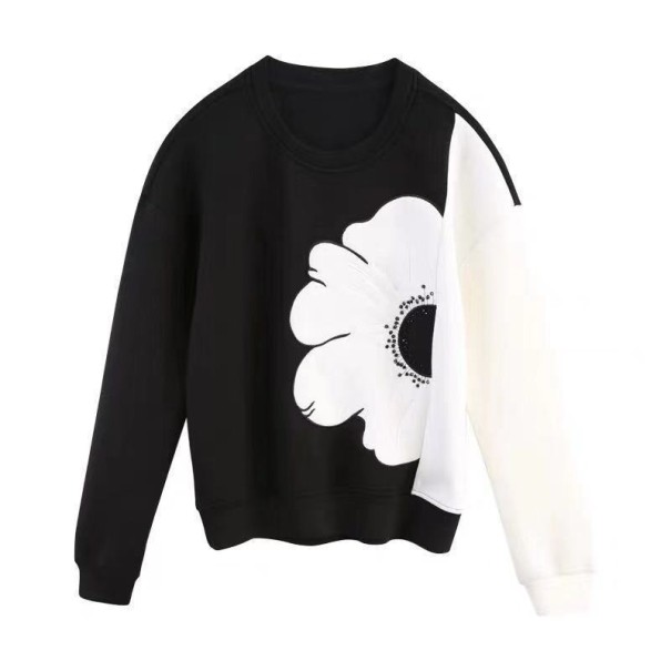 Damen-Sweatshirt mit einer Blume weiß S