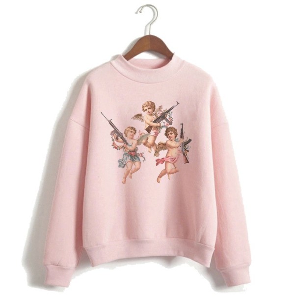 Damen-Sweatshirt mit Engeln rosa XS