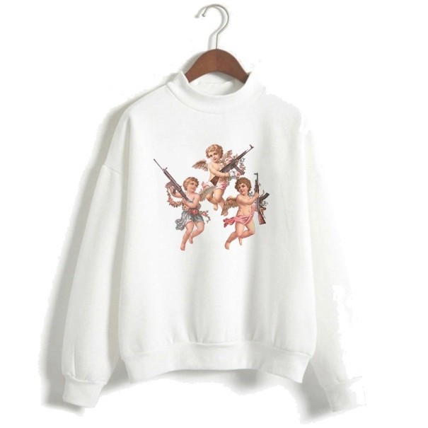 Damen-Sweatshirt mit Engeln weiß XL