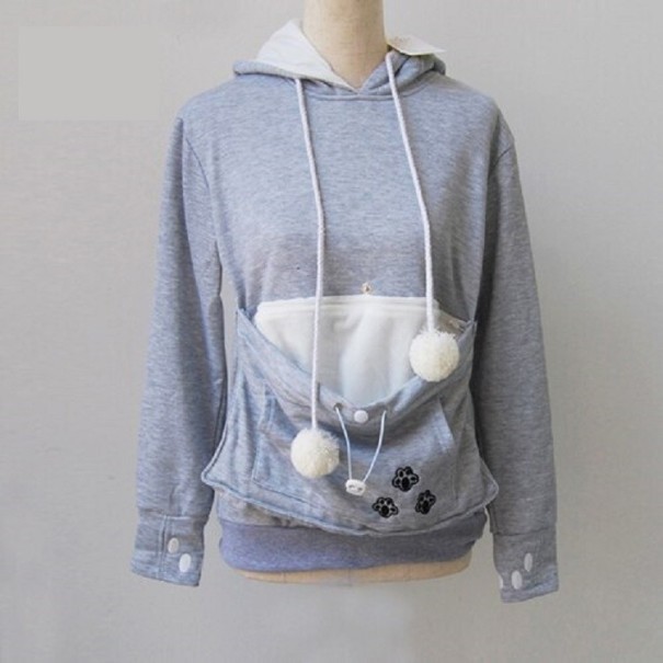 Damen-Sweatshirt mit Kängurutasche grau L
