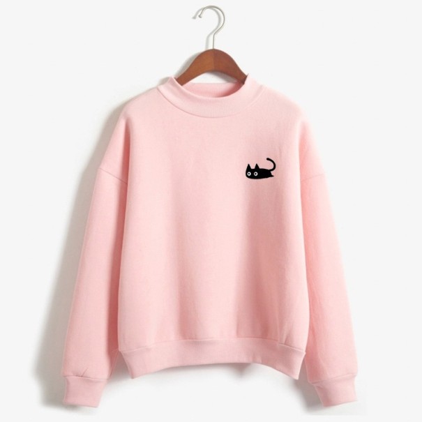 Damen-Sweatshirt mit Katze rosa M