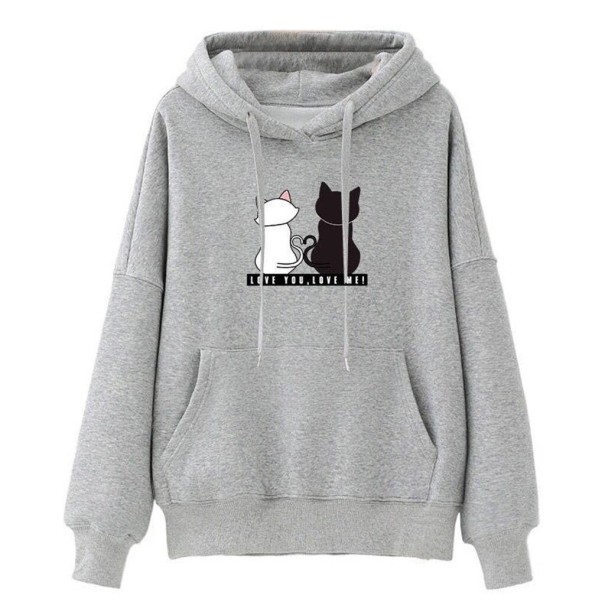 Damen-Sweatshirt mit Katzen grau M