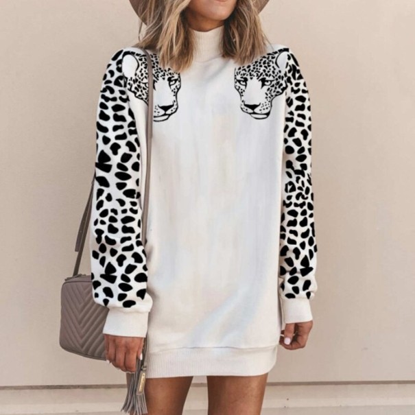 Damen-Sweatshirt mit Leopardenmuster A14 weiß M