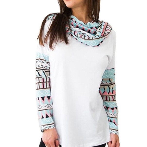 Damen-Sweatshirt mit Muster A56 weiß XS
