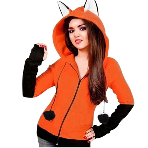 Damen-Sweatshirt mit Ohren orange XS