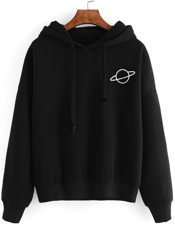 Damen-Sweatshirt mit Planeten-Print schwarz L